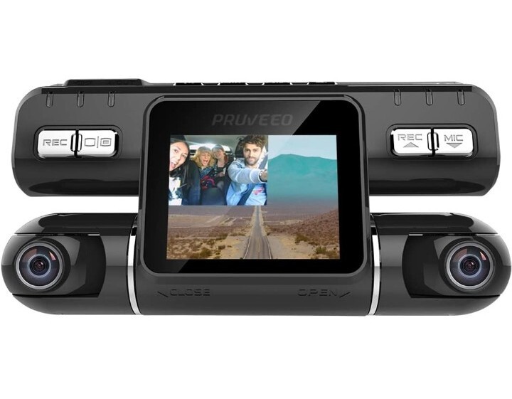 Pruveeo MX2 Car Dash Cam Dual Lens 120 plus 120 Degree Wide Angle, Dash Camera