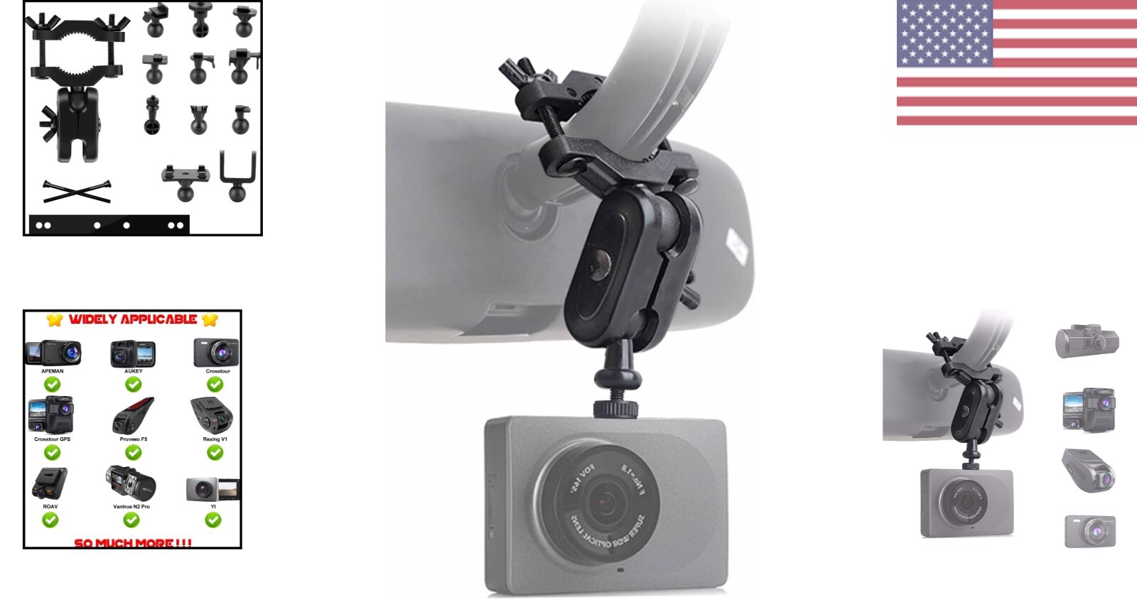 Universal Rearview Mirror Holder for Dash Cameras – Rotatable and Heat-Resistant