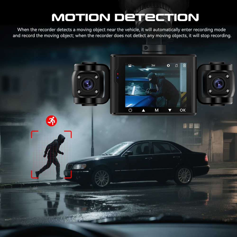 1080P HD 4-Channel Dashcam Car Dash Cam Rear Front Inside Left Right SD Card 64G