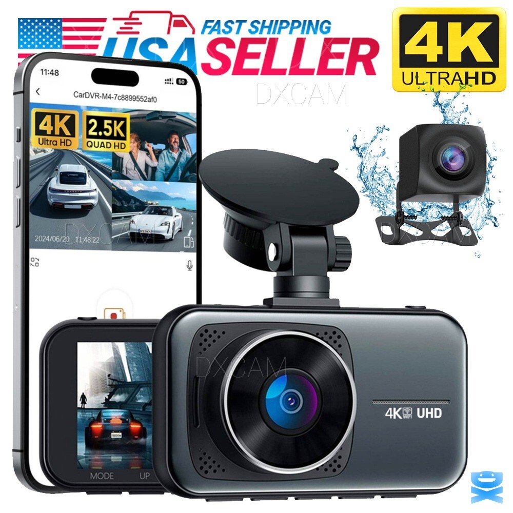 4K Dash Cam Wifi UHD 2160p Front Rear Dual Camera DVR Car Recorder HD Video