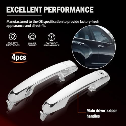 Chrome Exterior Door Handles fits 4Runner 2010-2021 GX460 2010-2021 Land
