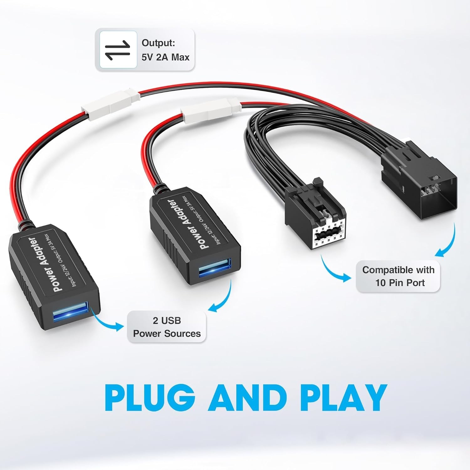 Type D Dash Cam Charger Cable for Auto-Dimming Mirror