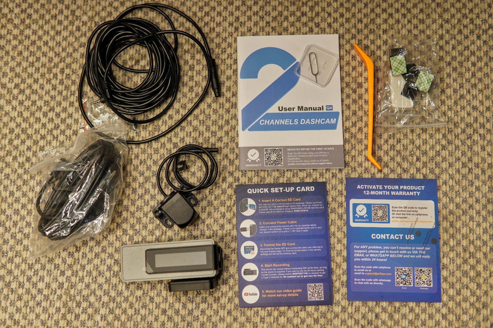 ARIFAYZ Q4 Dual Dash Cam Front & Rear – Wi-Fi, Night Vision – Complete in Box