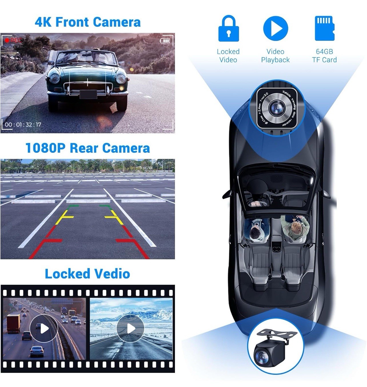 NEW 9” Wireless Screen, 4K Dash Cam, Apple Carplay & Android Auto Car Stereo