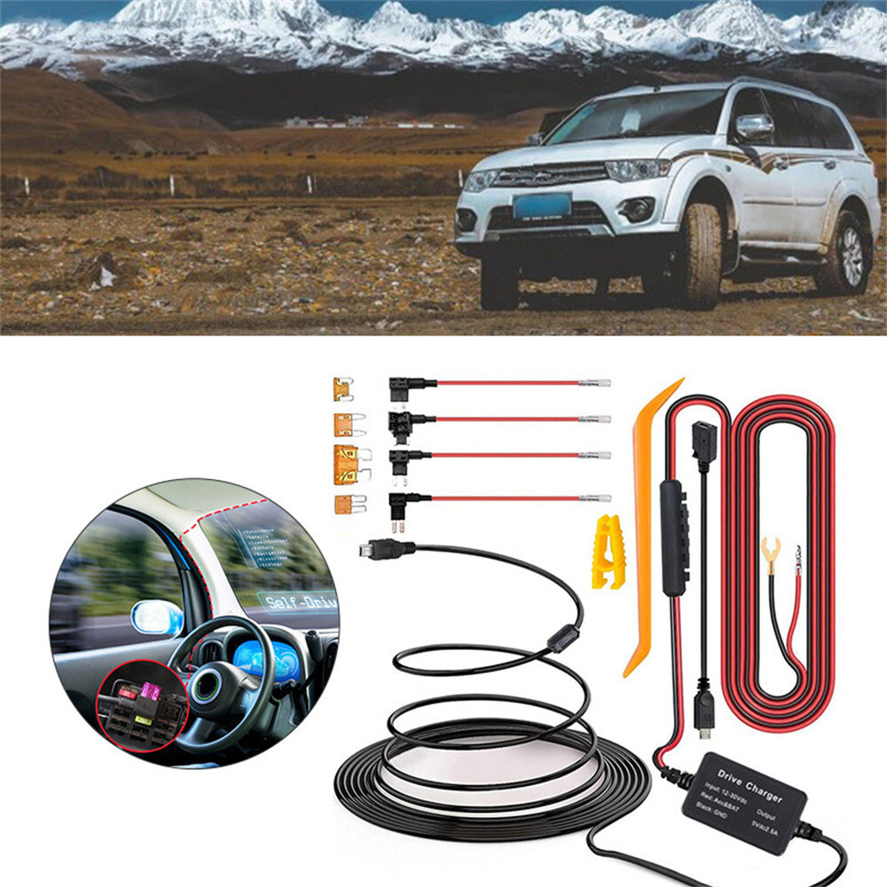 Dash Cam Hardwire Kit Mini Micro USB Charger Hard Wire Cable Fuse for Car DVR