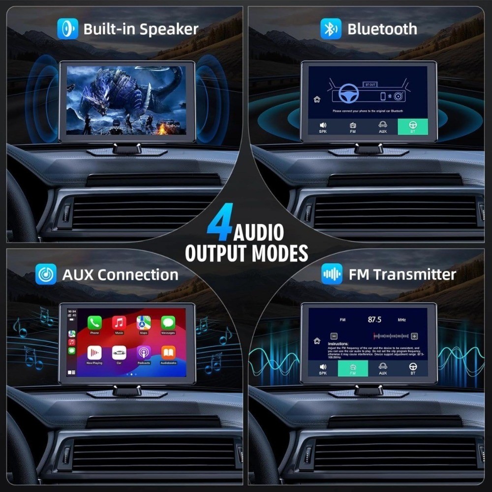 9″ Touch Screen Carplay Android Auto 4K Dash Cam with 1080P Backup Camera DVR
