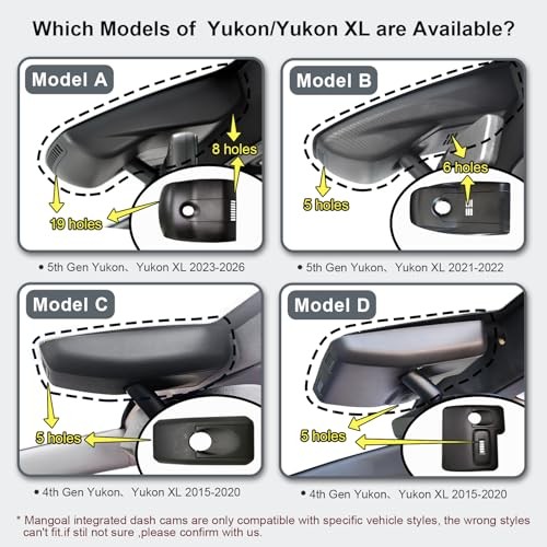 Front 4K & Rear 1080P Dash Cam for GMC Yukon, Yukon XL 2023-2026 | Model A,