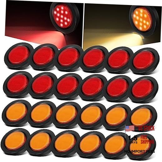 Pcs 2.5″ Round Clearance Lights 13 LED Front Rear Side Marker Waterproof 24