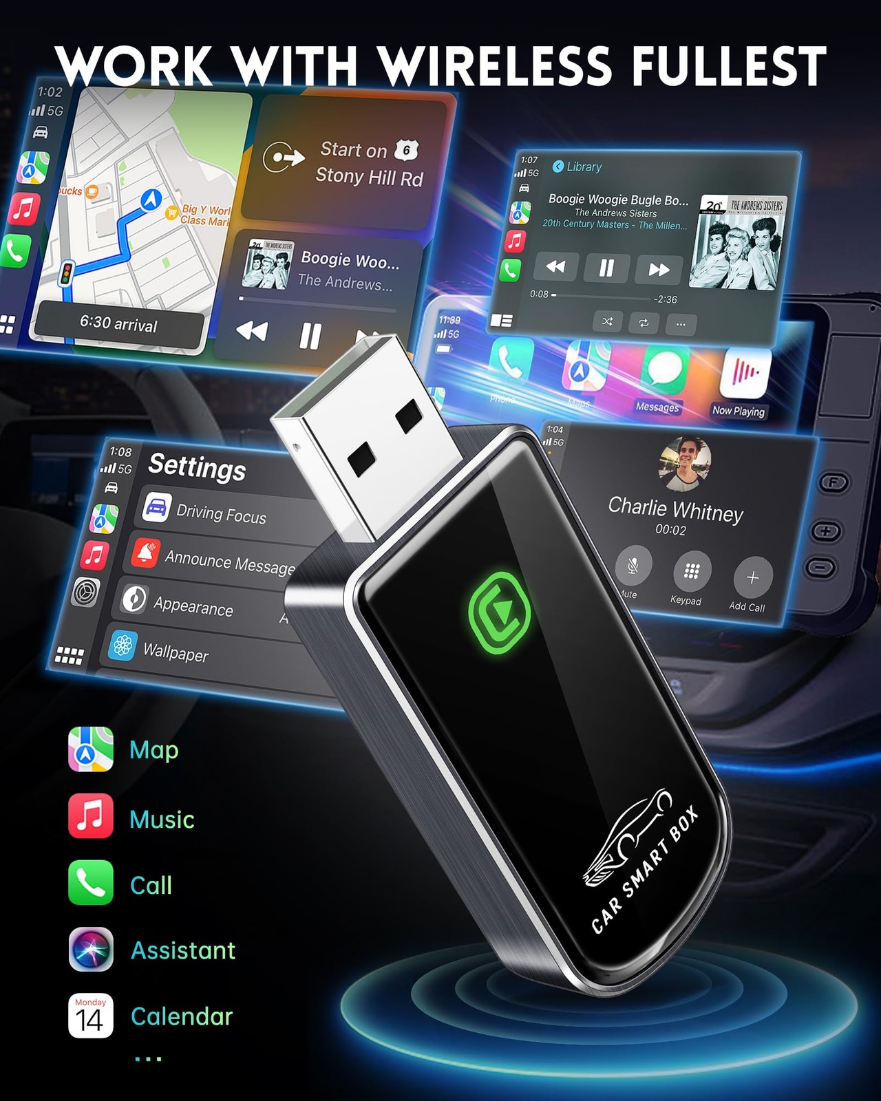 Wireless CarPlay Adapter for Apple iPhone iOS 10+ & Cars from 2015+, Mini Edi…