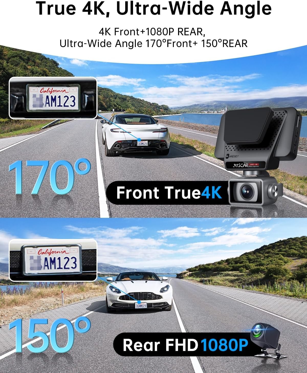 5G WiFi Dash Cam Front and Rear, UHD 4K+1080P, GPS Dashcam with ADAS,…