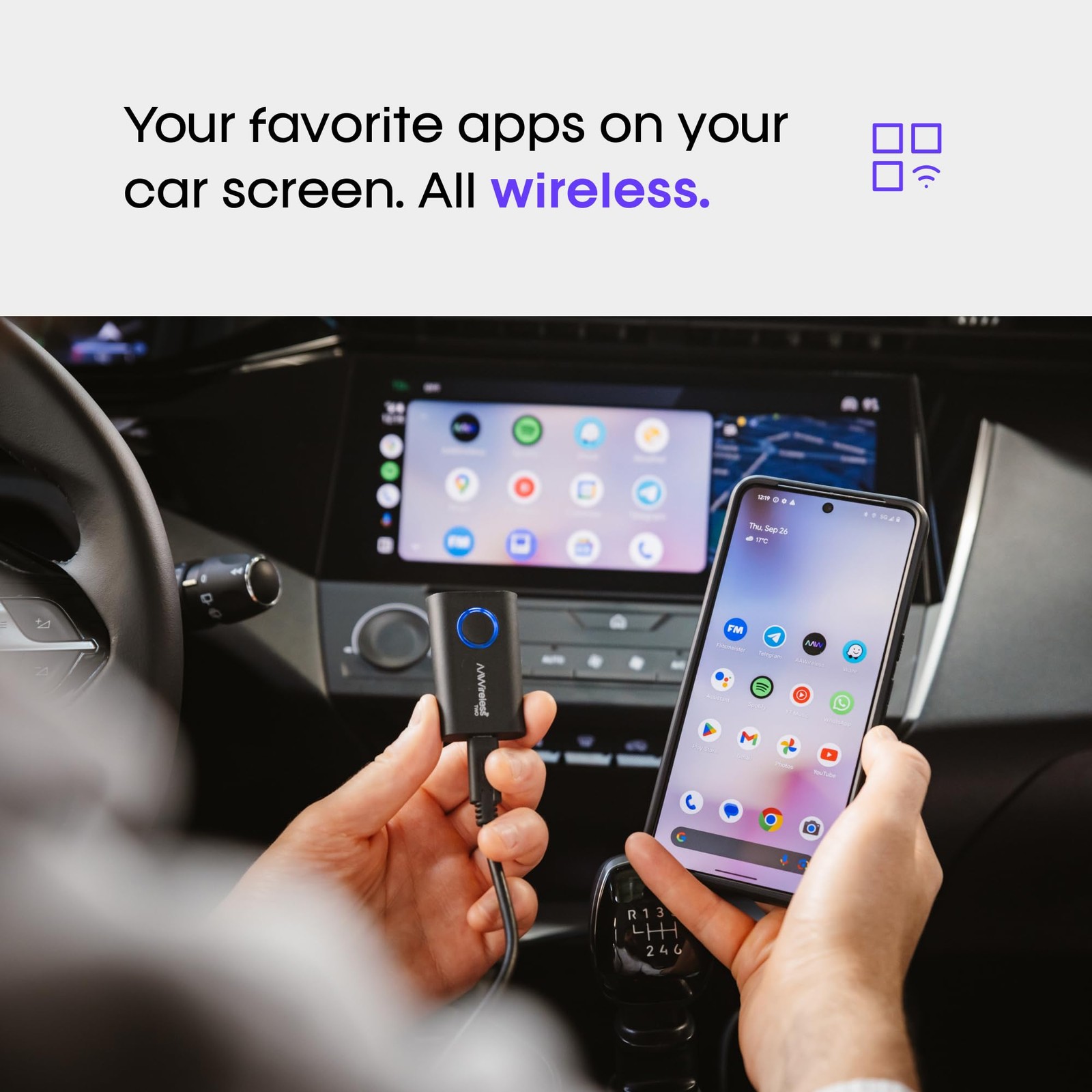 Two – Wireless Android Auto Adapter – Convert Factory Wired Android Auto to W…