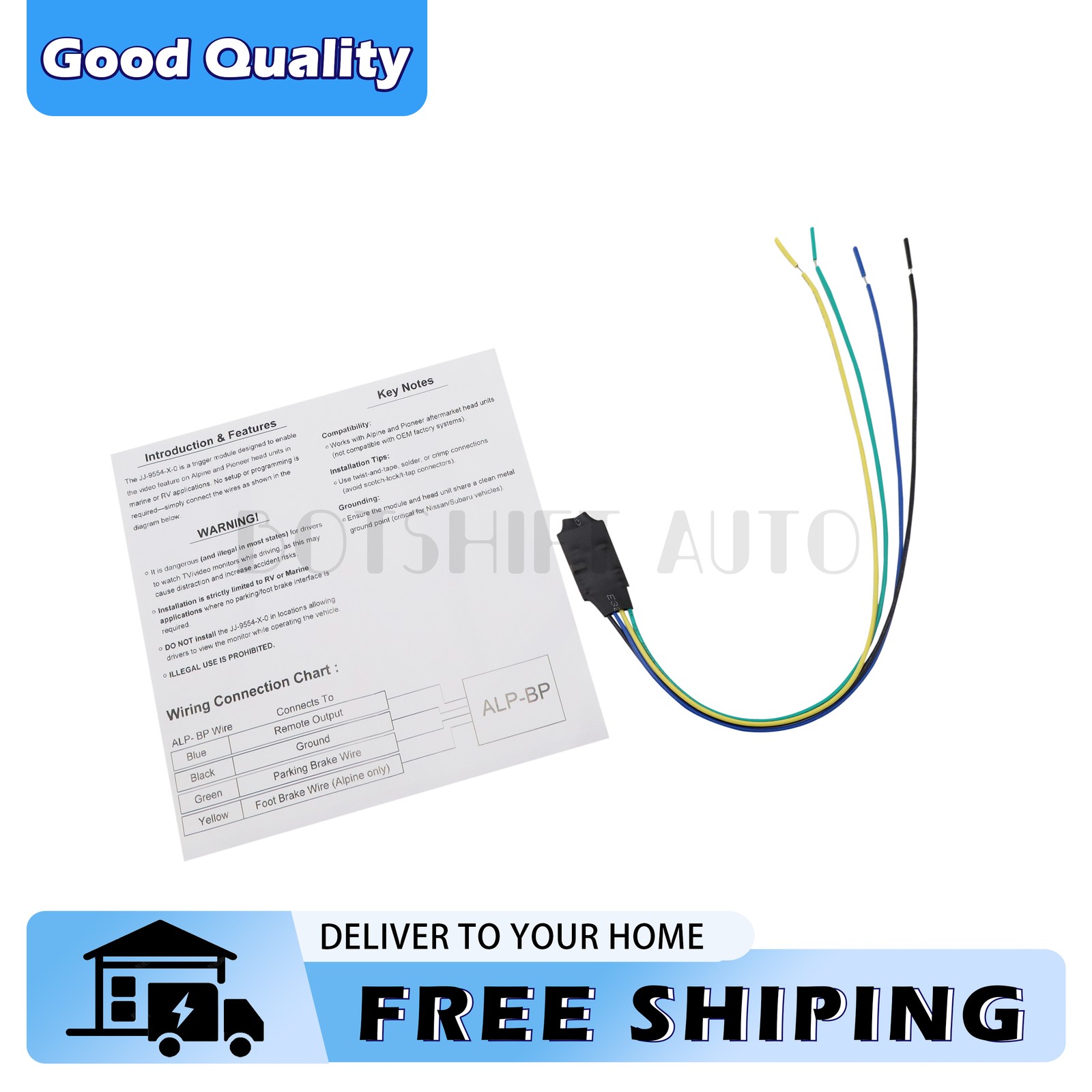 Fits Alpine ILX-W650 ILX-F309 ILX-F259 3 Video Parking BrakeBypass