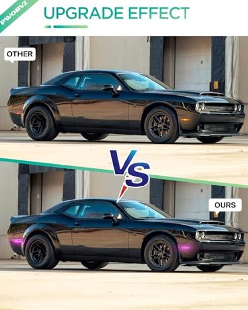 LED Side Marker Lights for Dodge Challenger 2015-2023, Front & Rear Pink Purple