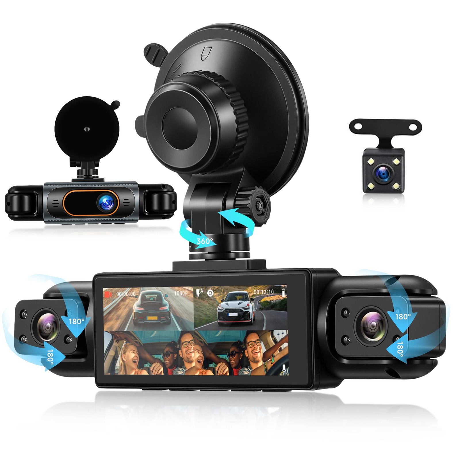 Camara Para Auto De 4 Canales 360 Grados Con Pantalla De 3 Pulgadas Lujo