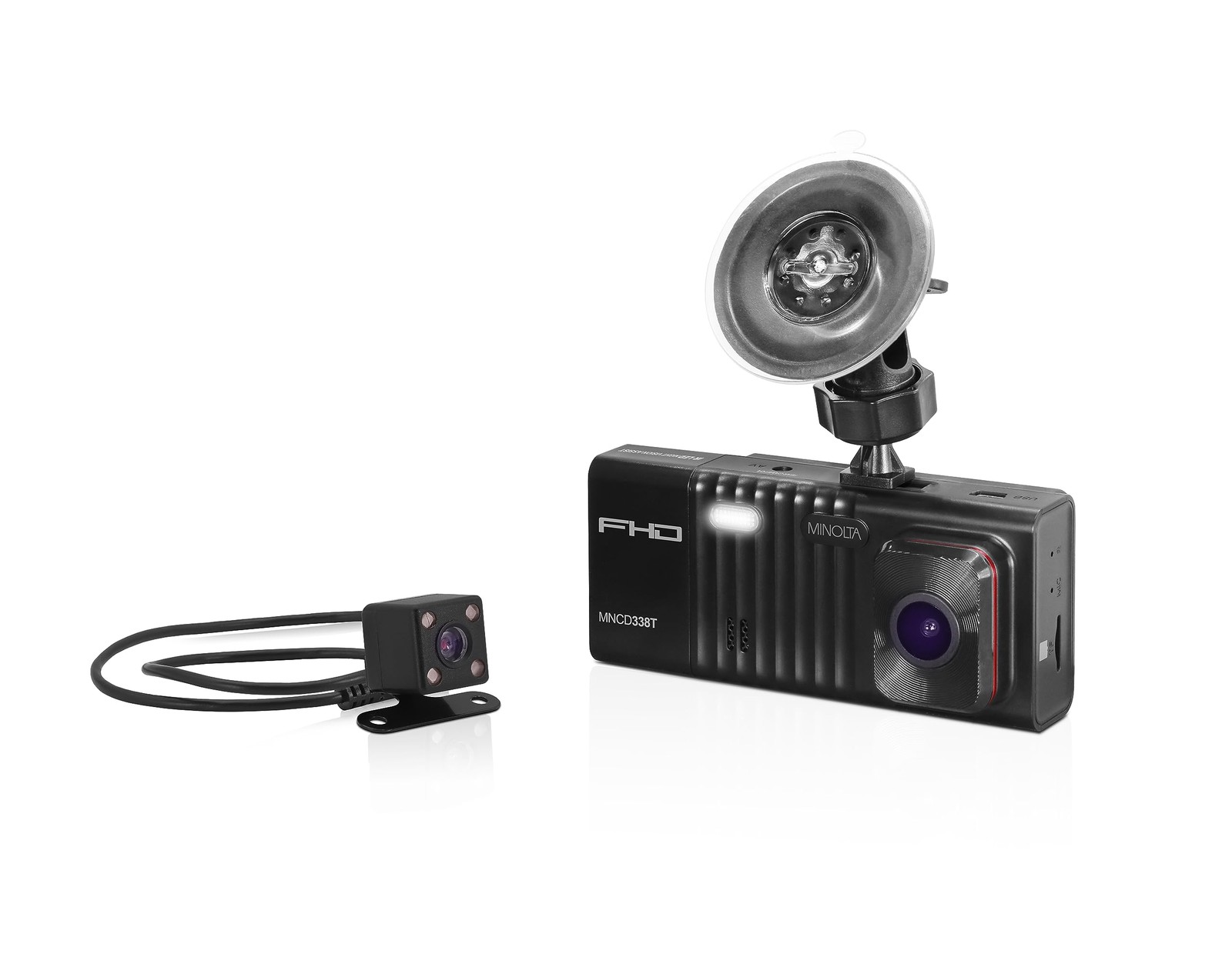 MNCD338T 3-Channel 1080P Dash Camera w/Rear & Interior Cam (Black)