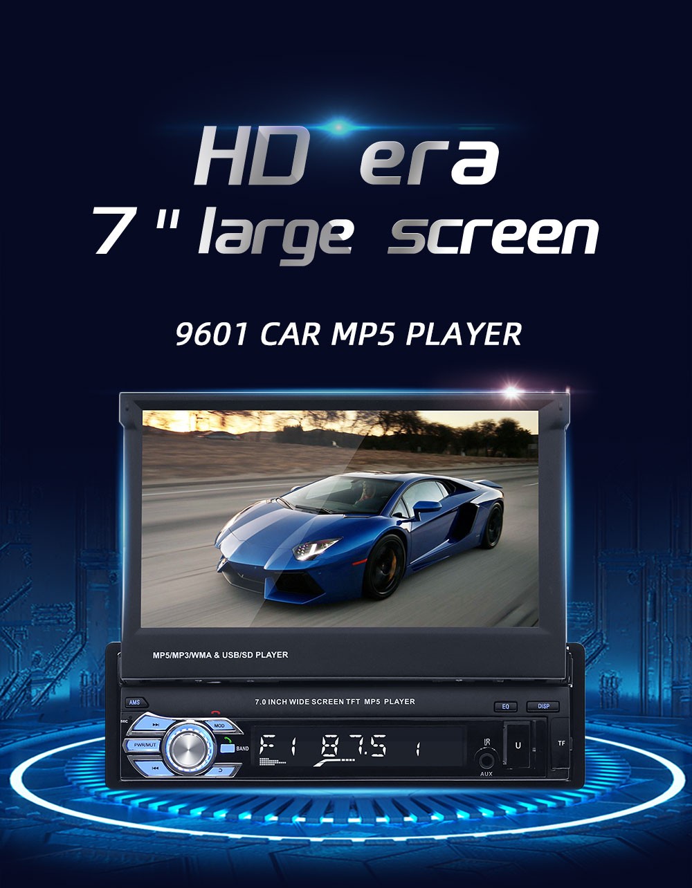 Single 1 DIN 7″ Flip Out Car Radio Stereo Bluetooth FM MP5 Player Touch Screen