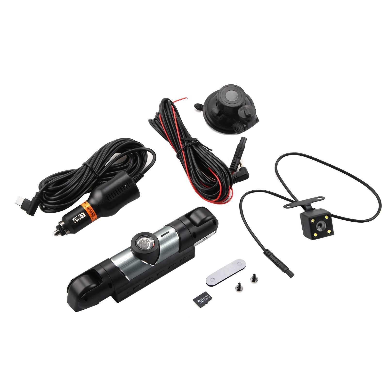 4 Camera 1080P Dash Cam Front Rear Cabin Left Right 64GB Card 3.16 IPS Screen