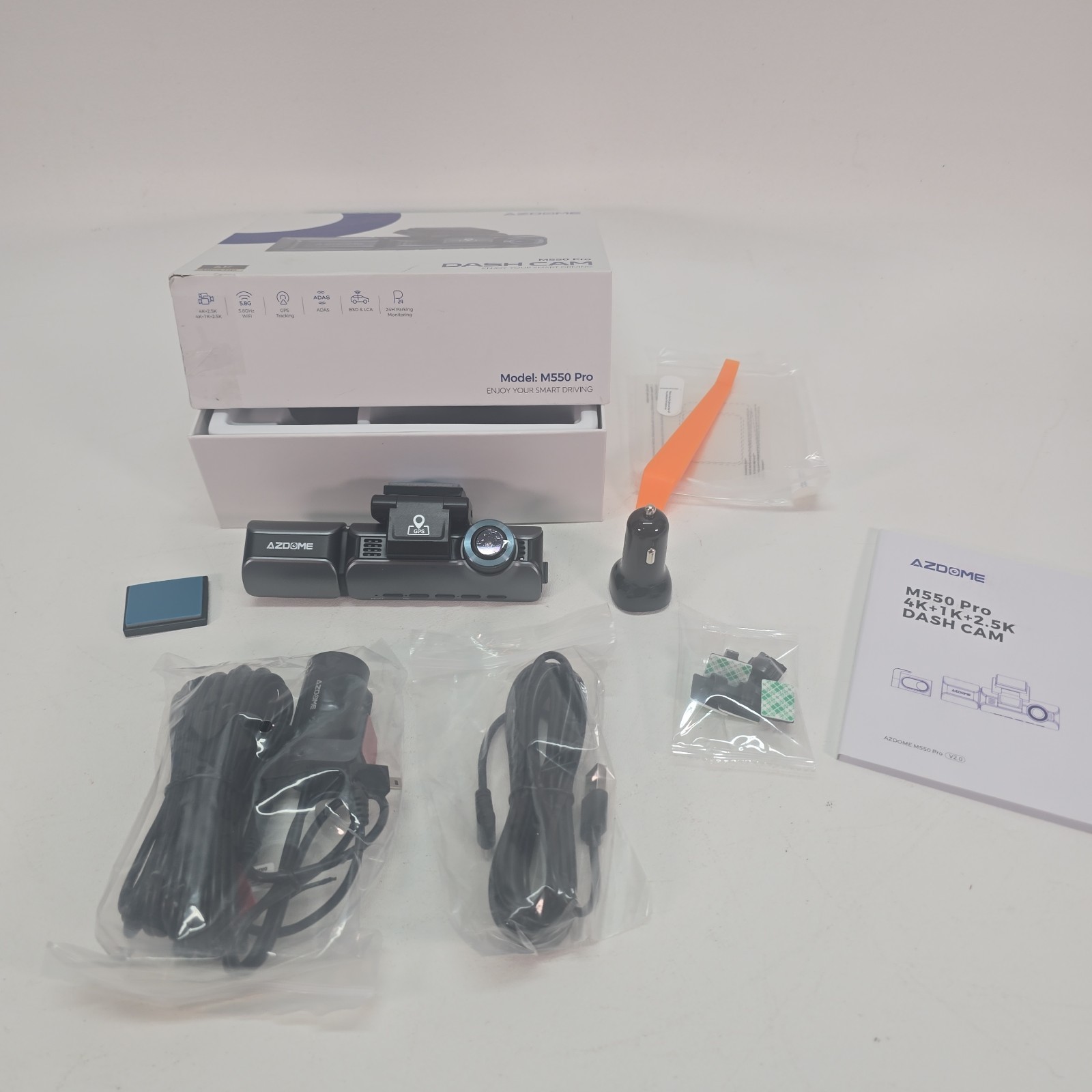 AZDOME M550 Pro Dash Cam 3-Channel 4K GPS WiFi Night Vision