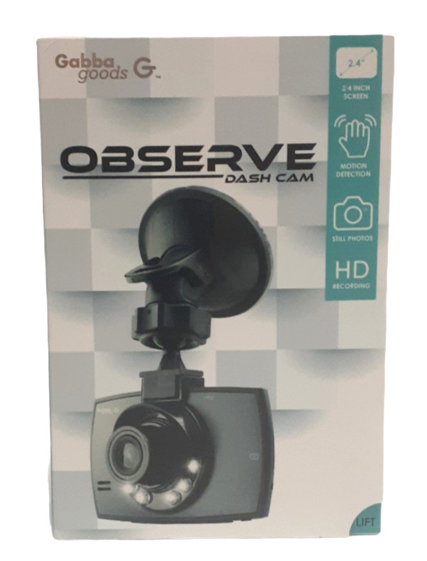 NEW Gabba Goods Vehicle Dash Cam HD 2.4″ screen Mod. GG-OBDC-BLK Factory Sealed.