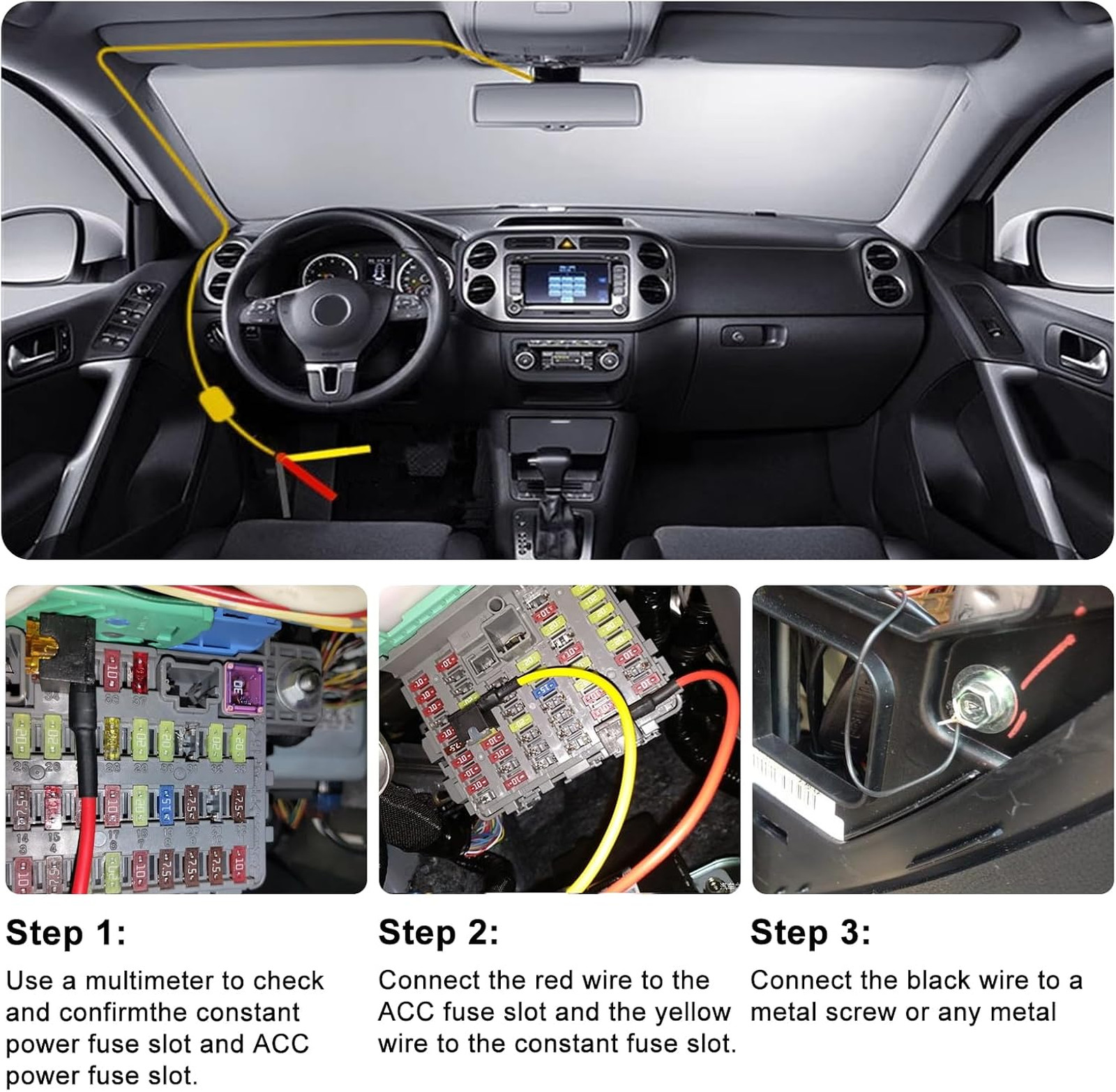 Dash Cam Hardwire Kit USB C with 3-Lead ACC for Car DVR Power Converter Cable