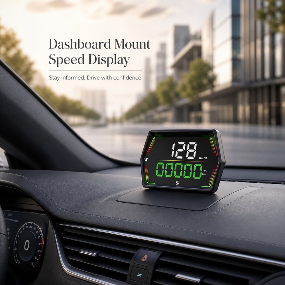 Universal Car HUD Display GPS Speedometer with Time & Mileage for All Vehicles