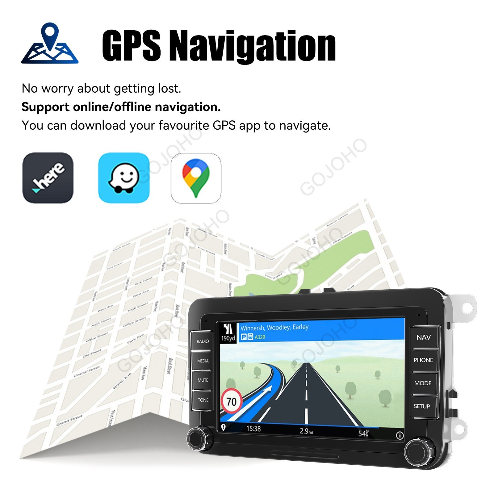 4+64G 7″ Android 14 Car Stereo Radio GPS Carplay For VW Golf MK5 MK6 Caddy Jetta