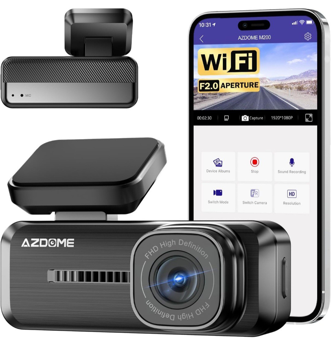 AZDOME Dash Cam M200 1080P Wifi APP Control Hidden Car Front Camera Car DVR