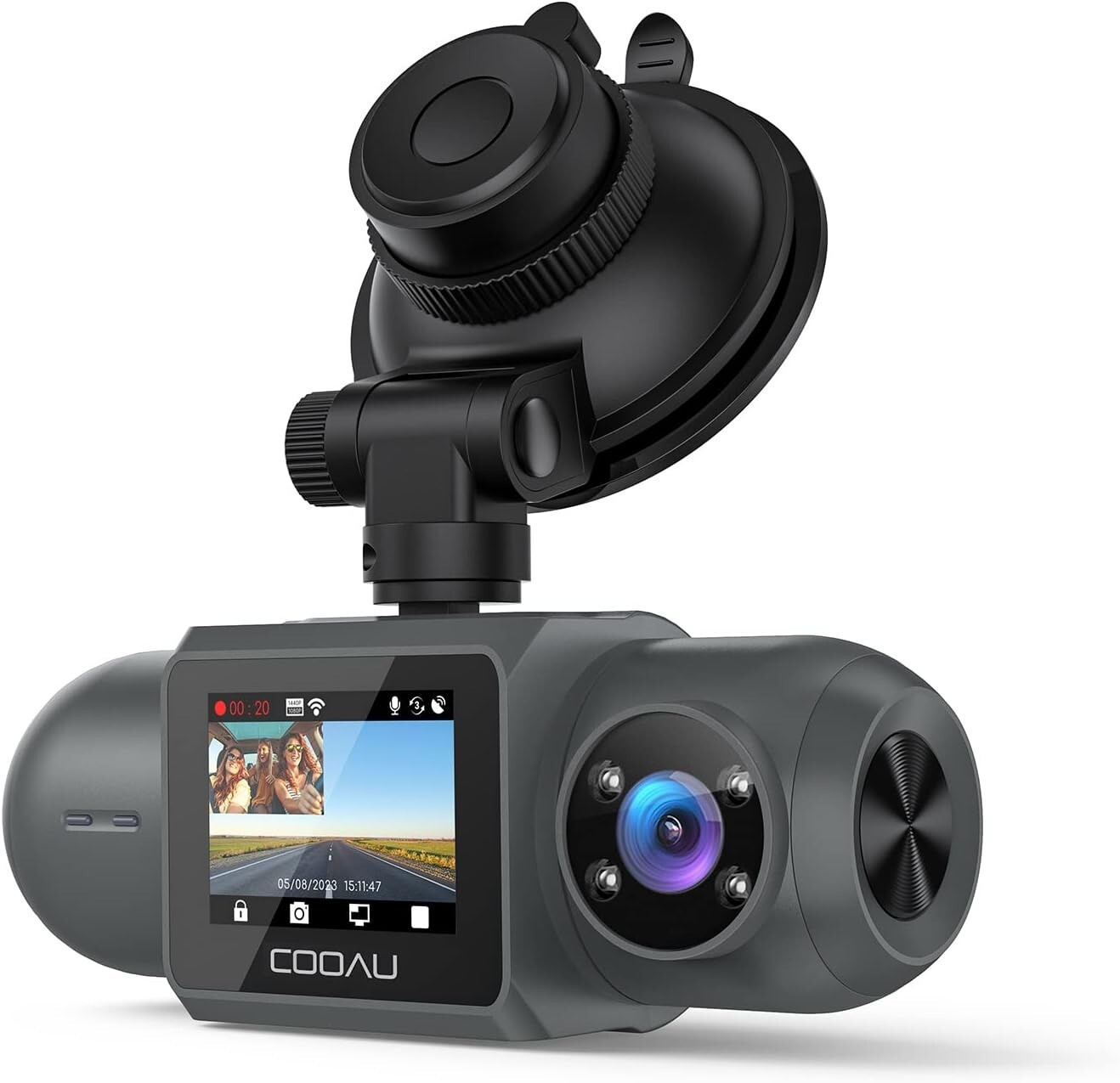COOAU 4K Dash Cam with GPS Wi-Fi, Uber Car Camera with Infrared Night Vision