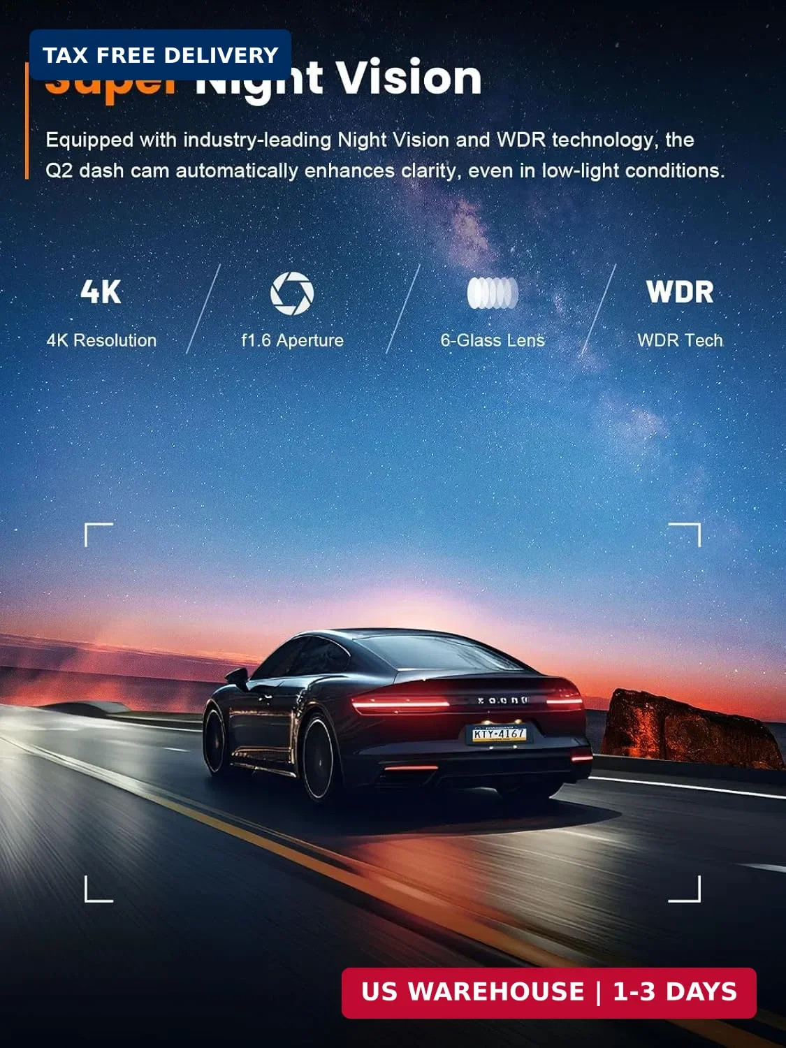 galphi 4K Dash Cam Front, Built-in 5G WiFi, 64GB Card Included, Dash Camera for