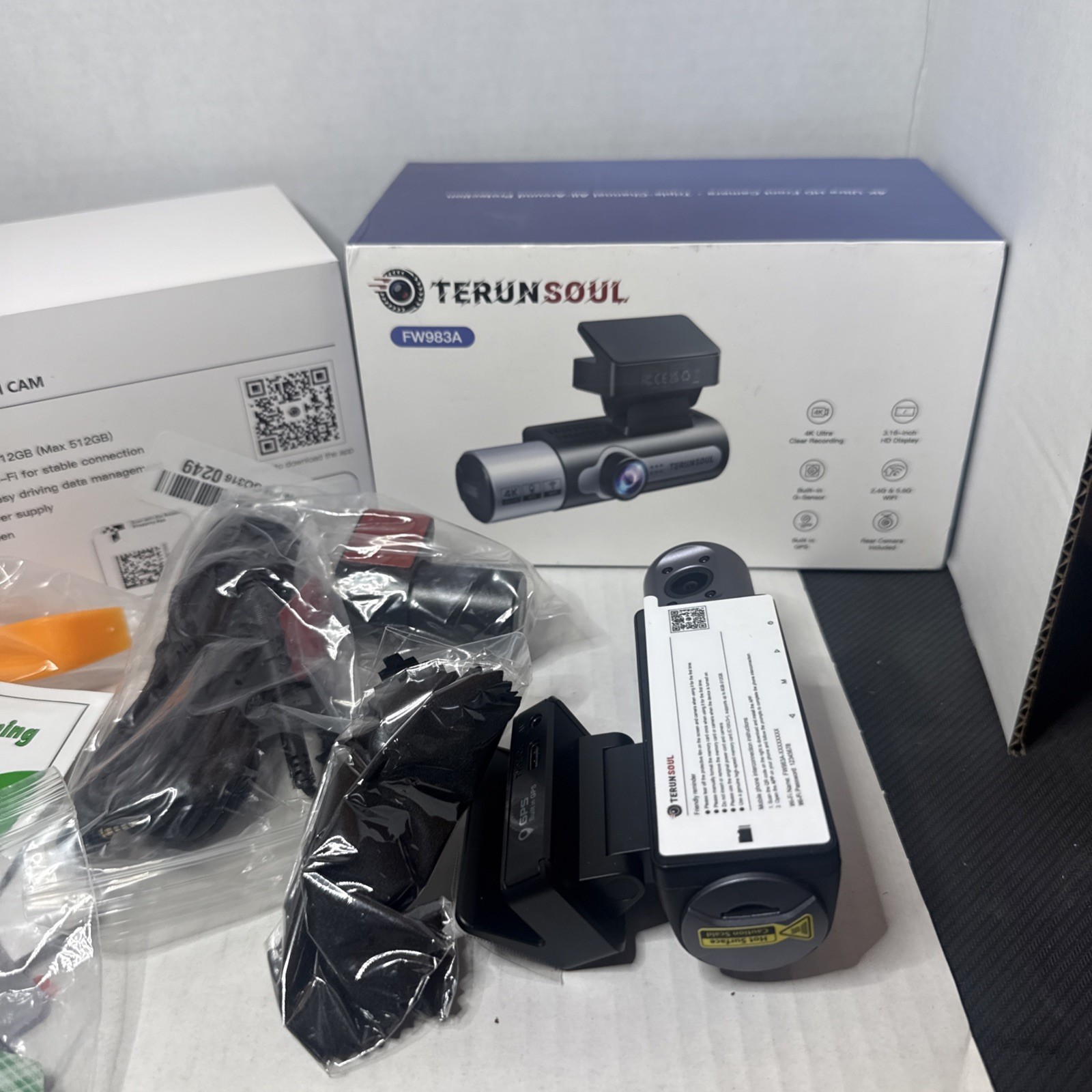 4K Dash Cam Front and Rear, Full HD 3 Channel Dashcam 128GB SD FW983A TERUNSOUL.