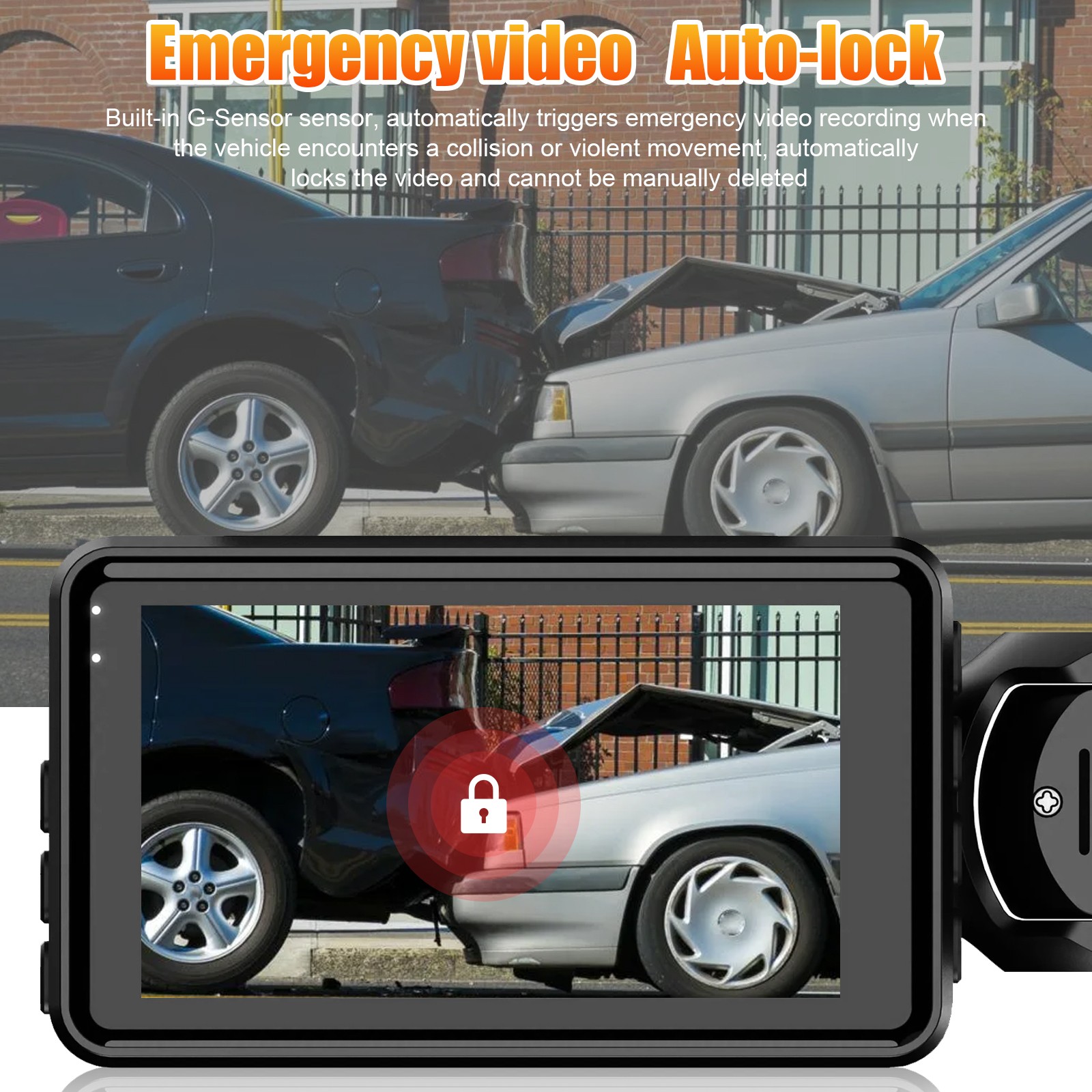 Dash Cam HD 1080p Car Dual Lens Front/Rear/Inside Video Recorder Camera G-sensor
