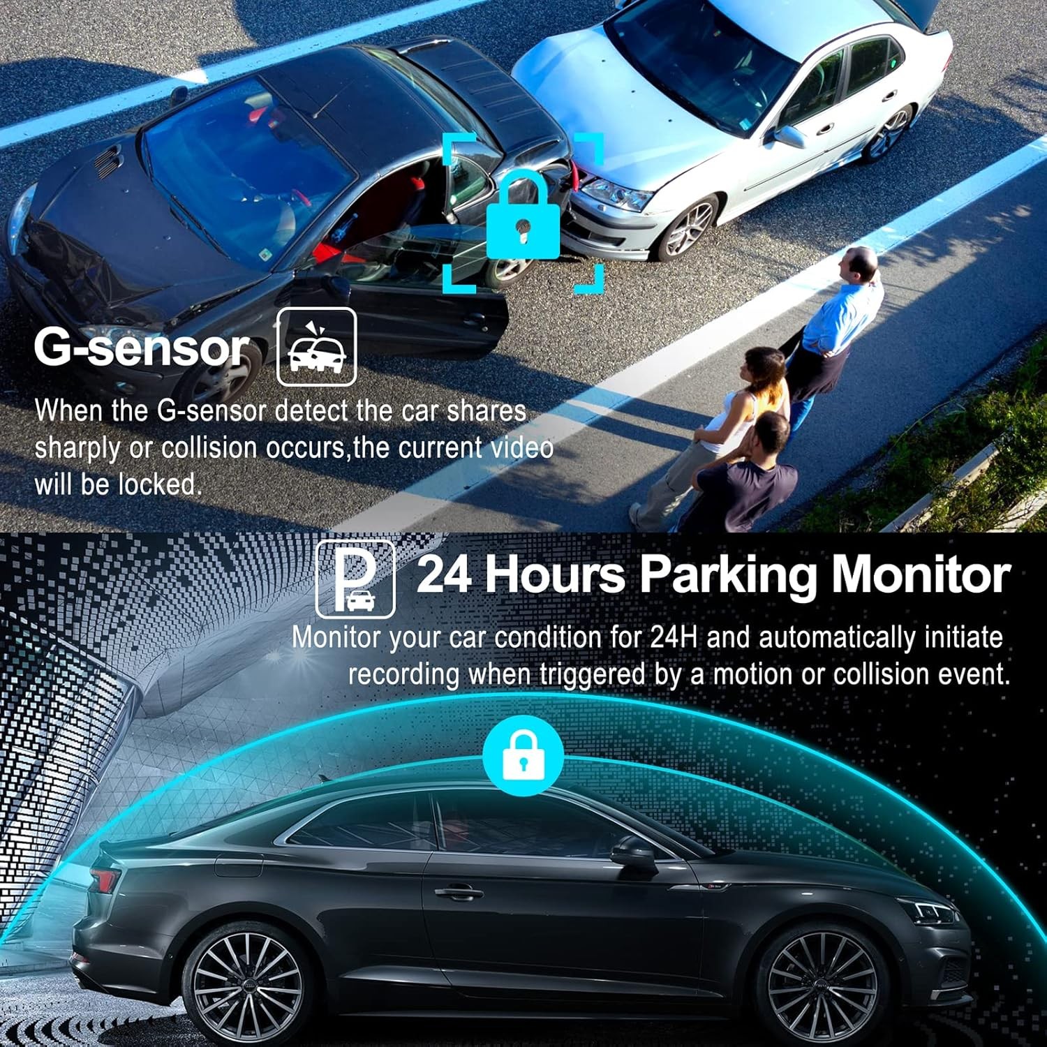 3 Channel 1080P 2.45″ GPS Dash Cam Front Rear Inside Car Camera Parking Monitor