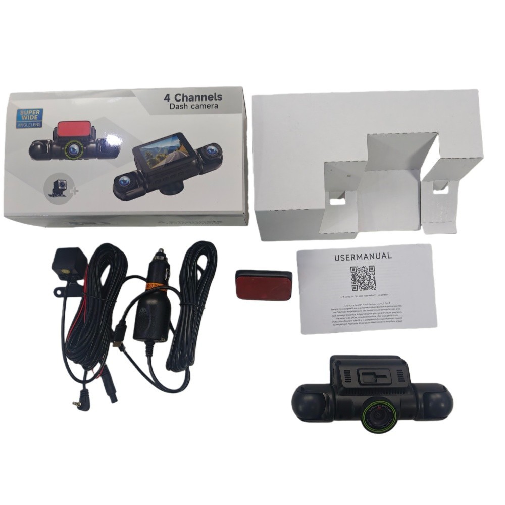 360° 4 Channel 1080P Car Dash Cam Front Rear Left Right Camera Driving Recorder