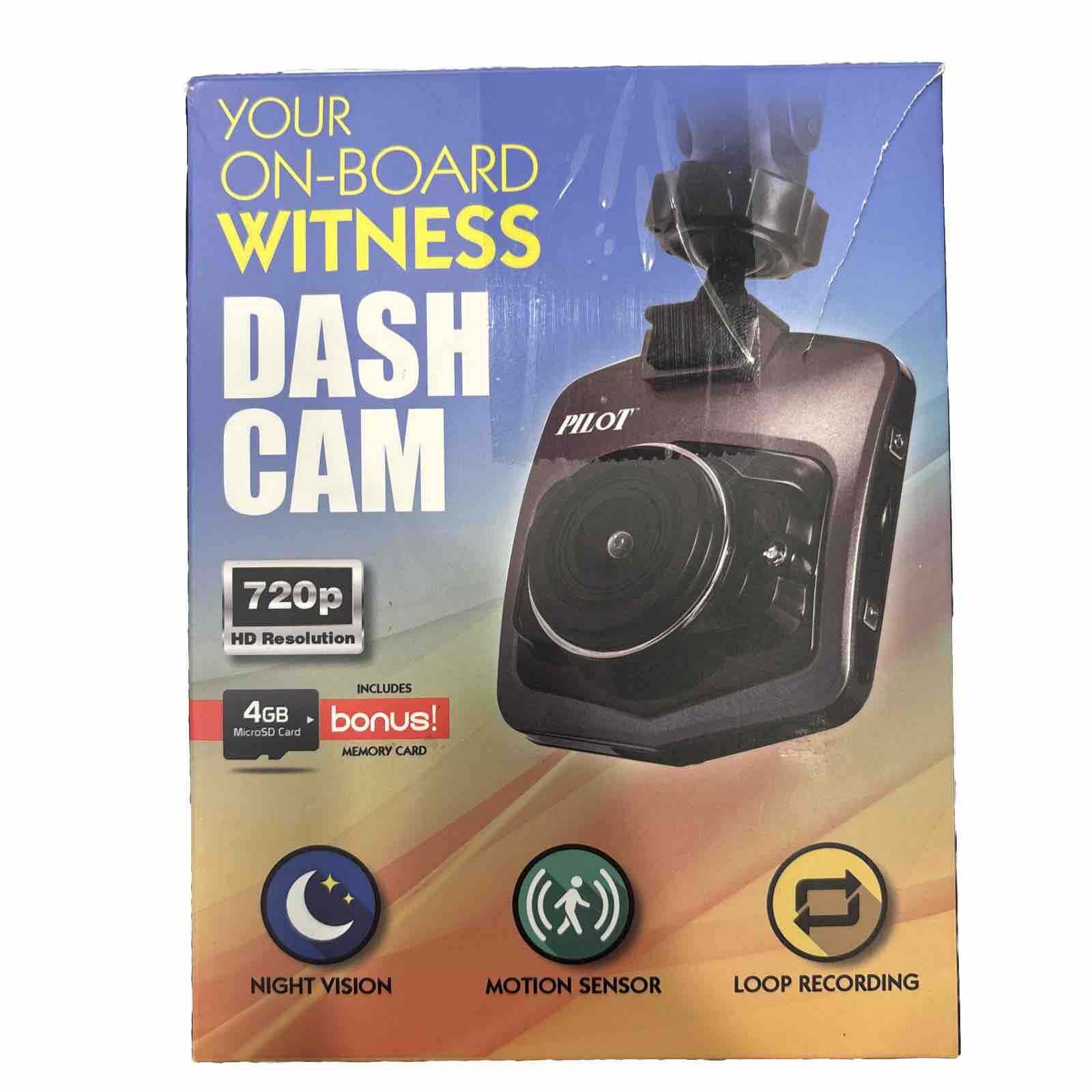Pilot Dash Cam your on-board witness 720p Full HD Resolution New Open Box!