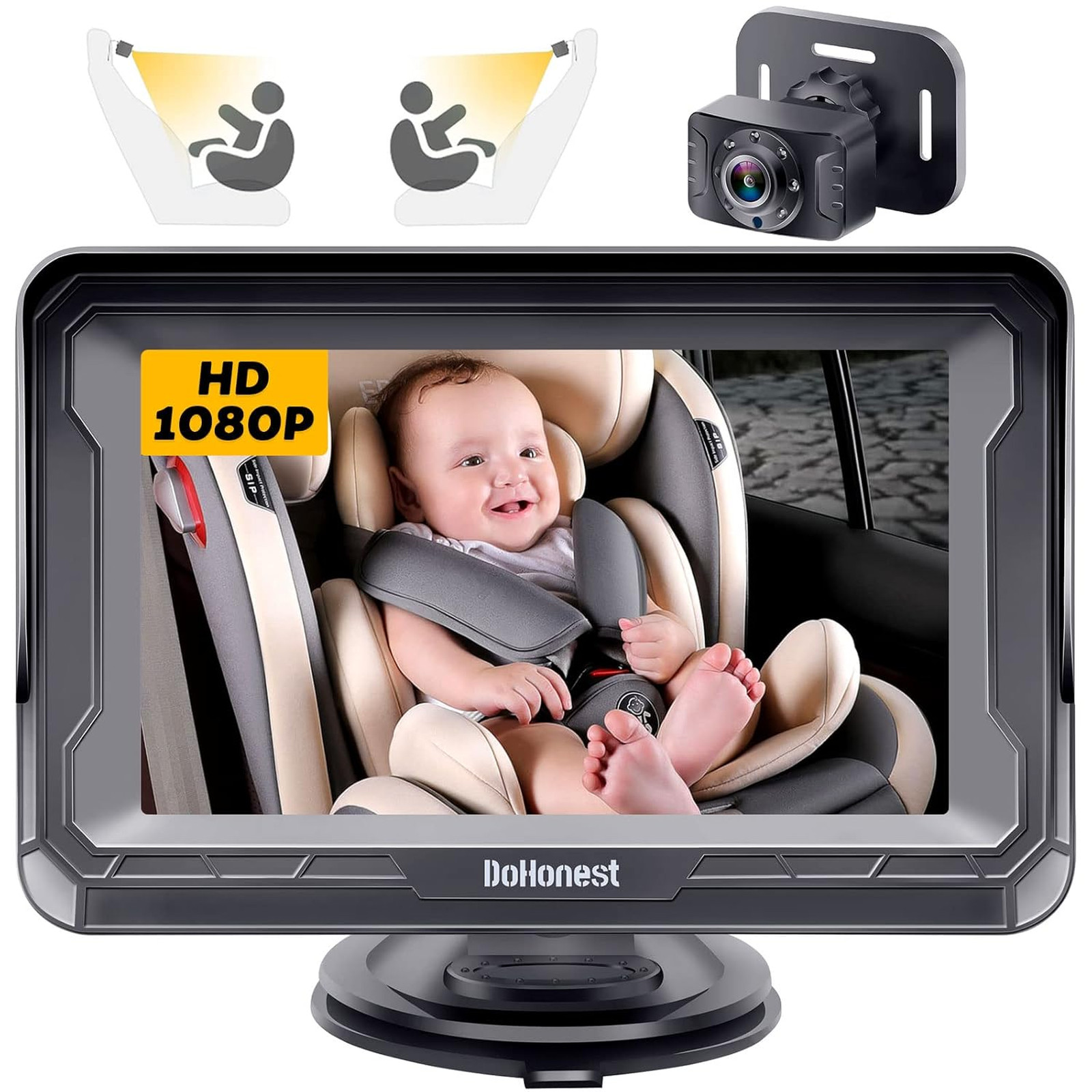 Baby Car Camera HD 1080P Rear Facing Baby Monitor Crystal Night Vision