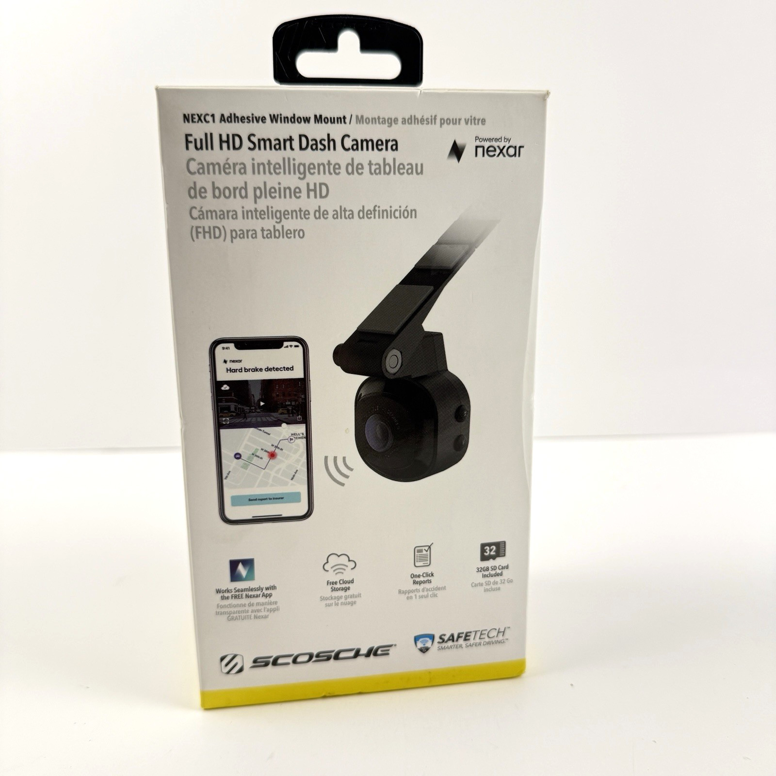 Scosche NEXC10032-SP Full HD Suction Smart Dash Camera 1080p GPS WiFi Open Box