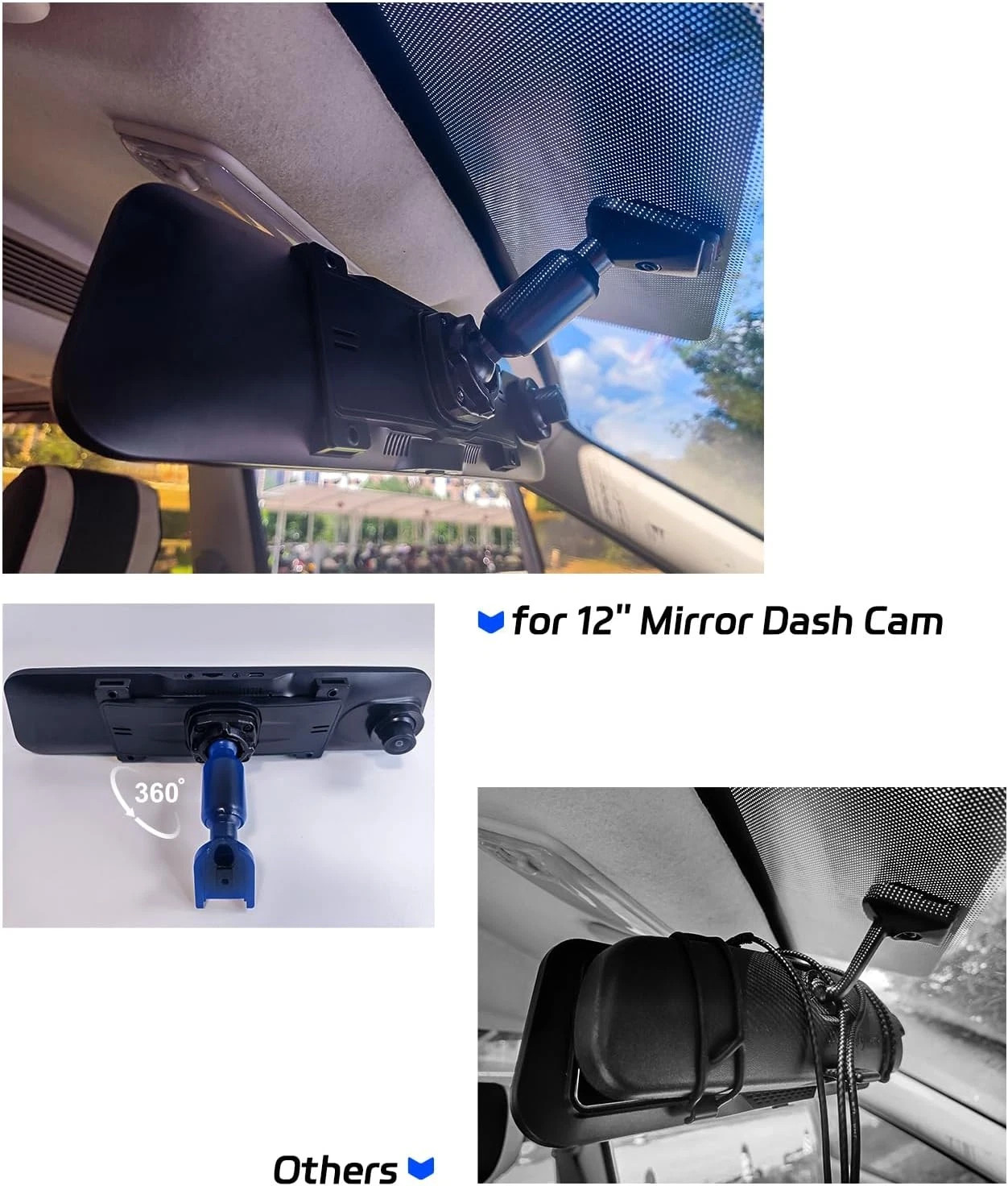 Bracket for 12‘’ Mirror Dash Cam Rear View Dash Camera Mount(P12 Pro/P12 Plus/S1