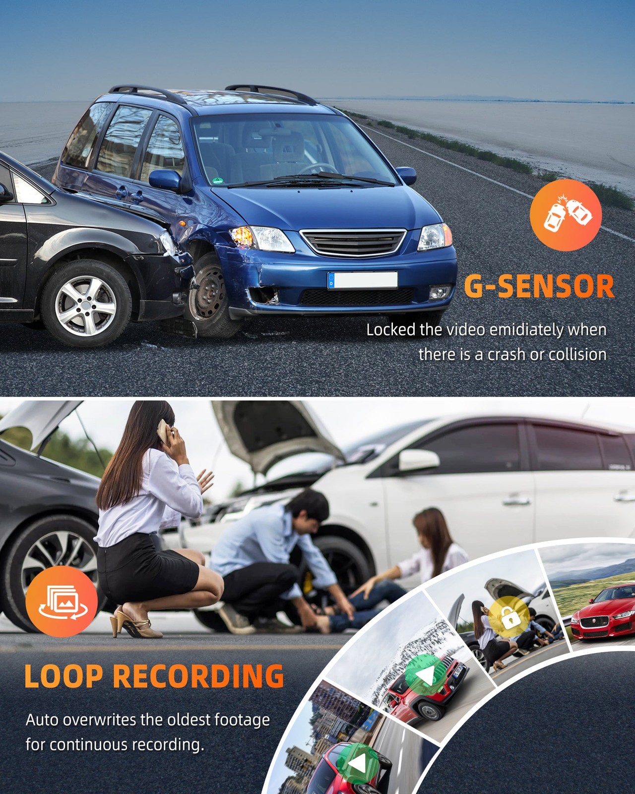 4K 12″ WiFi Dash Cam Mirror GPS Voice Control Car Rear View Backup Dual Camera