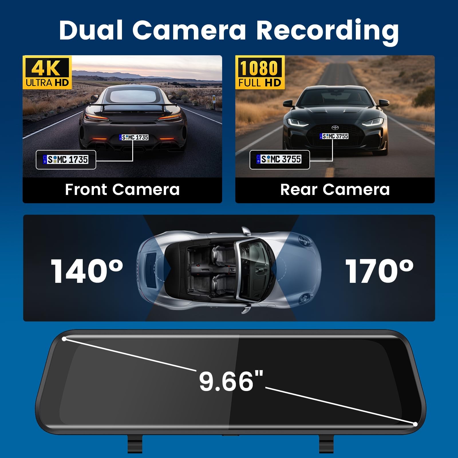 4K Mirror Dash Cam 10 Inch Touch Screen Front And Rear View Car Camera Night…