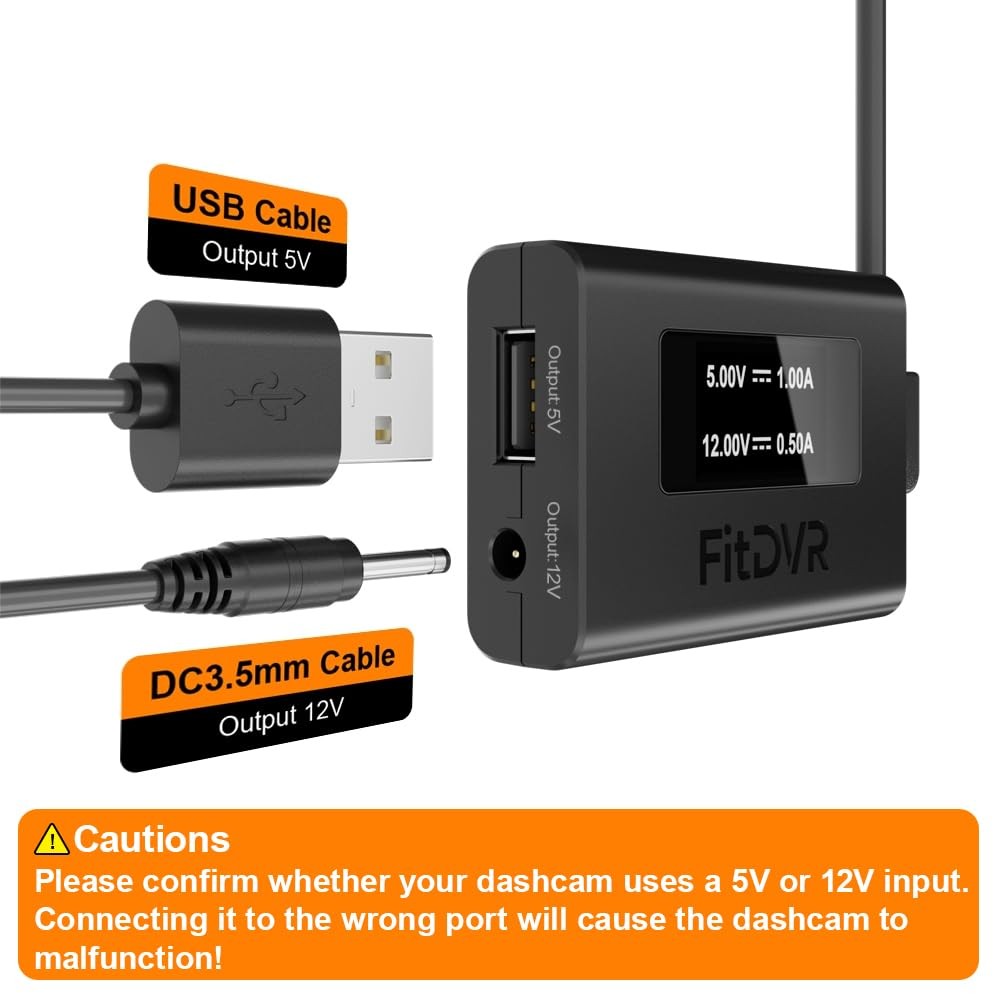 Dash Cam Power Adapter (10-Pin) for for Hyundai, Kia, Genesis, Display USB Po…