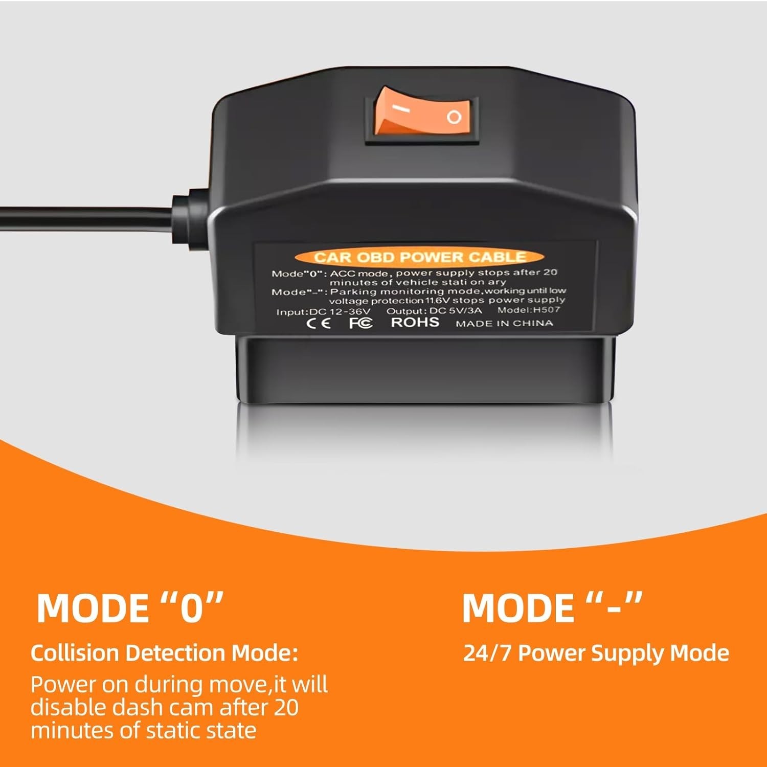 Pxm&MM OBD to USB C Constant Power Cable for Dash cam,24/7 Power Supply/Acc