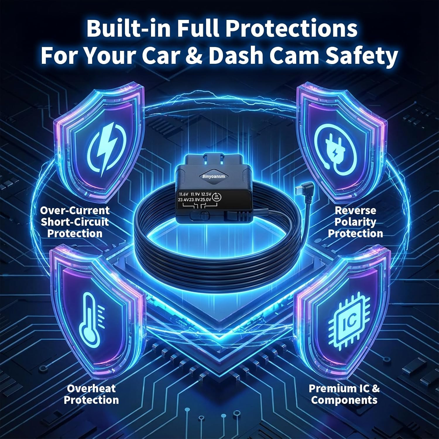 OBD Dash Cam Power Cable USB C with Acc Detection, Plug and Play Hardwire Kit…