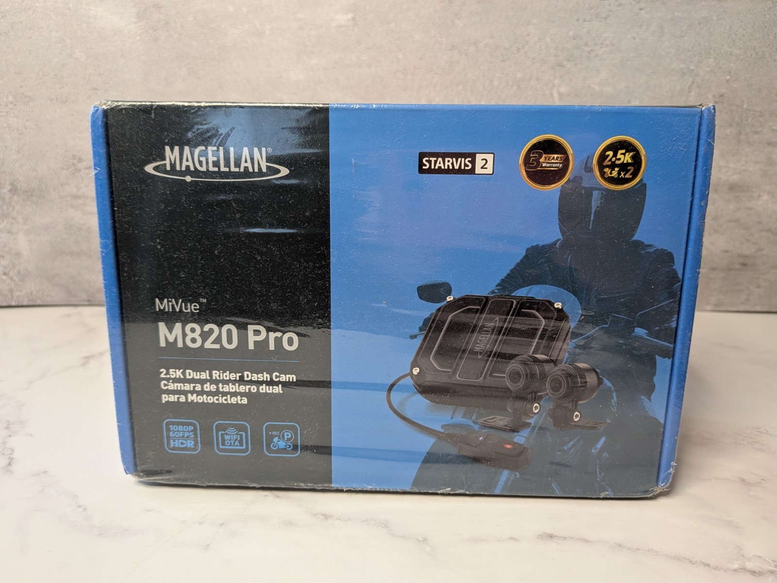 Magellan MiVue M820 Pro 2.5K Motorcycle Dash Camera Front Rear GPS WiFi 64GB