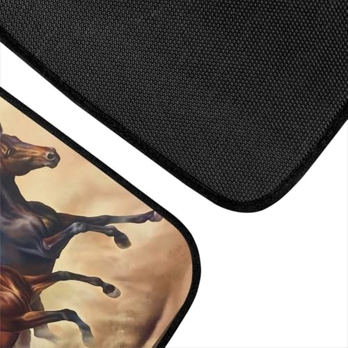 Horse Pattern Car Floor Mats Aztec Ethnic Style Three Horses Run in Brown