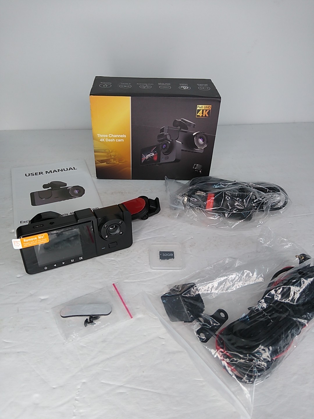 OPEN BOX 4K Dash Cam 3 Channel Front Rear Interior Camera 170 G-Sensor Recording