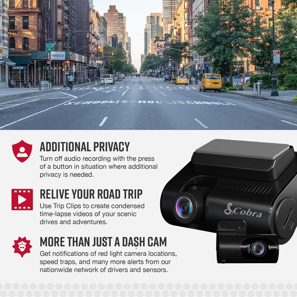 SC 250R Smart Dash Cam + 2.5A Micro USB Adapter Hardwire Kit