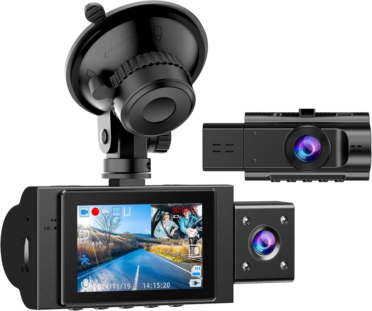 FHD 1080P 2Inch Car DVR Dash Cam 3 Lens Night Vision Rear View Camcorder Auto Ca