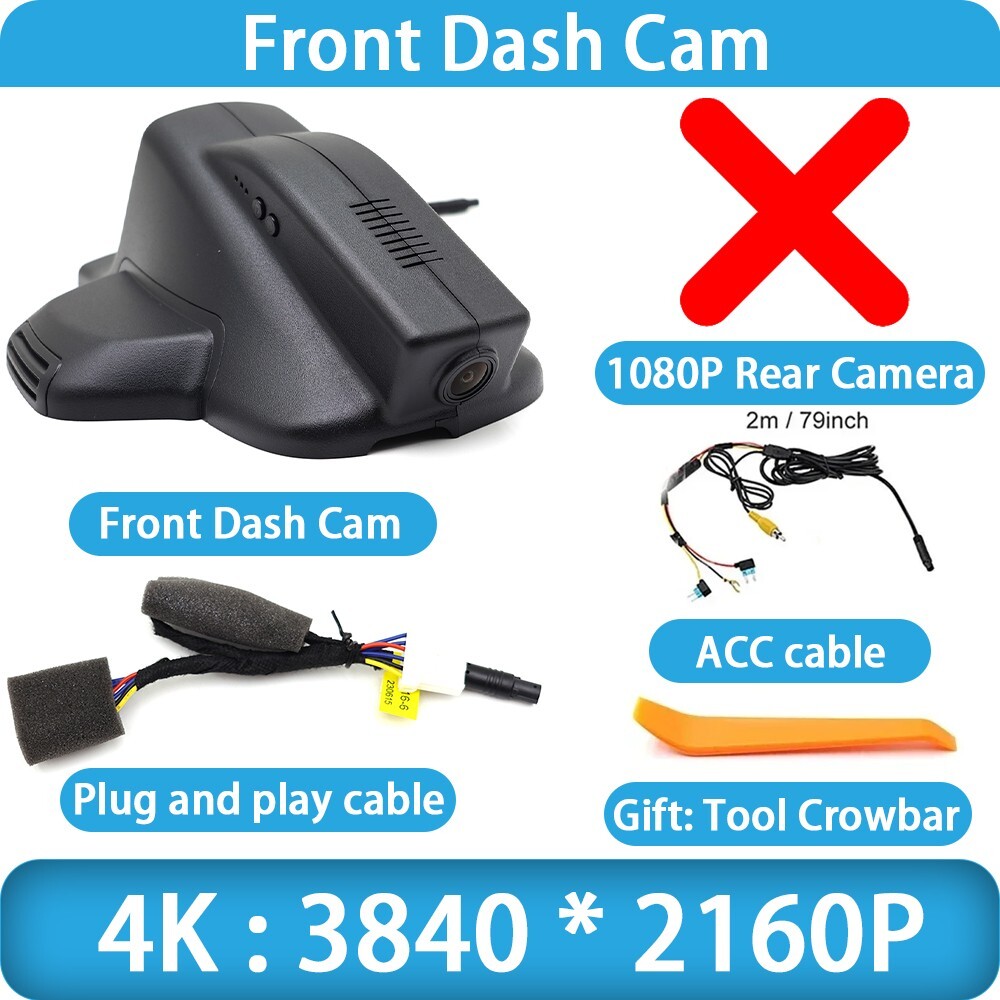 Plug and Play 2160P Wifi DVR Dash Cam Camera for Jeep Compass MP 552 2017-2025
