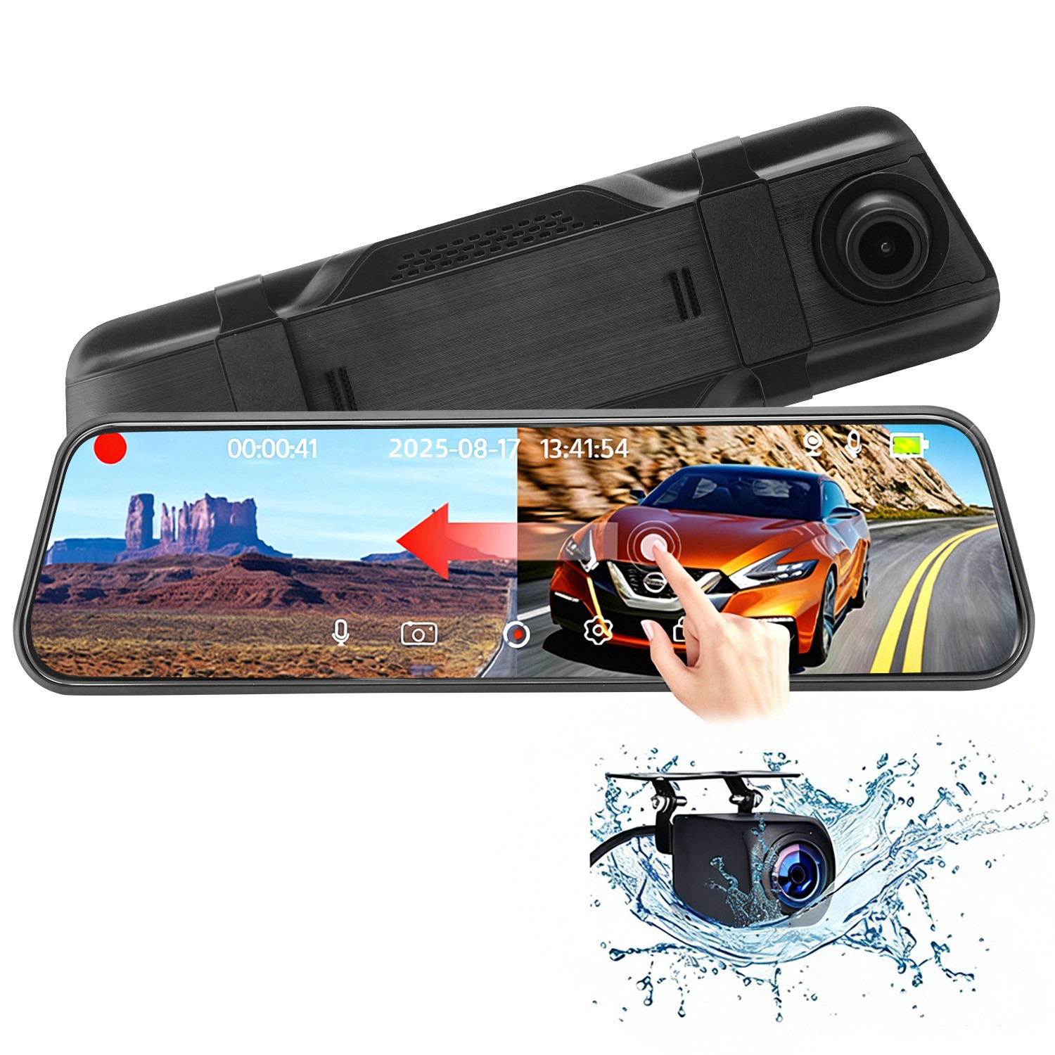 10 Inch 4K Dash Cam Front and Rear With WiFi App,Night Vision and Dual Recording