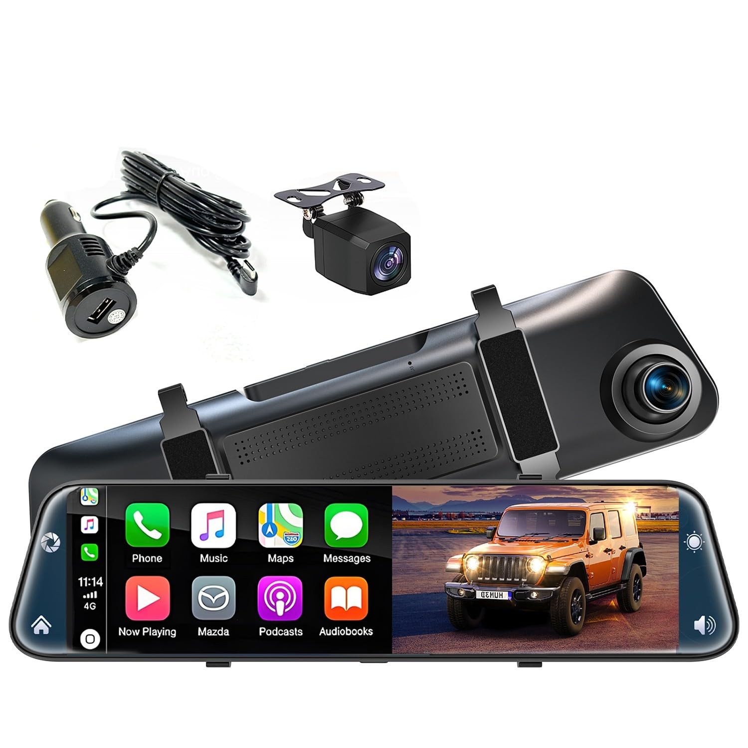 12” 4K Rear View Mirror Camera with Carplay&Android Auto